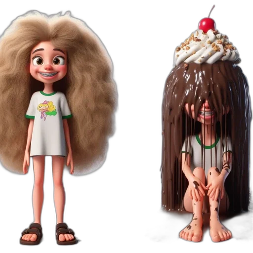 hair, 3d render, concept art, cartoon, animated, character, transitions, having transparent PNG cut-out