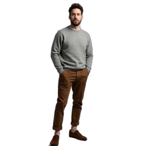 jacket, staff, shoes, face, 3d render, concept art, earth tones, man transparent PNG cut-out