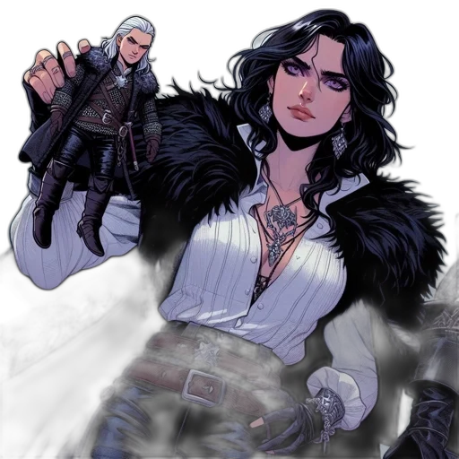comic book art, concept art, fantasy art, pixel art, monochrome, dark, two, main transparent PNG cut-out