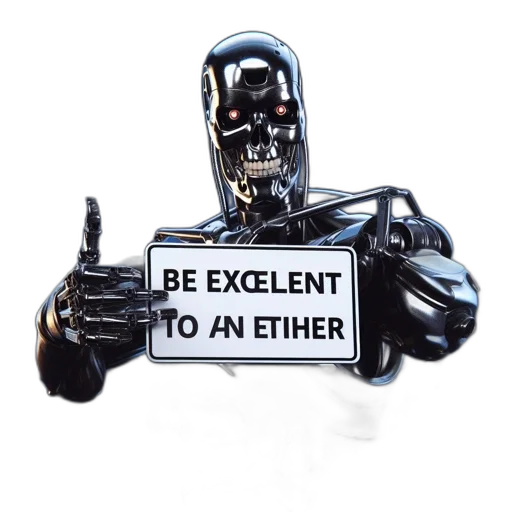 robot, cyberpunk, 3d render, stern-faced, glowing-eyed, robotic, figure, resembling transparent PNG cut-out