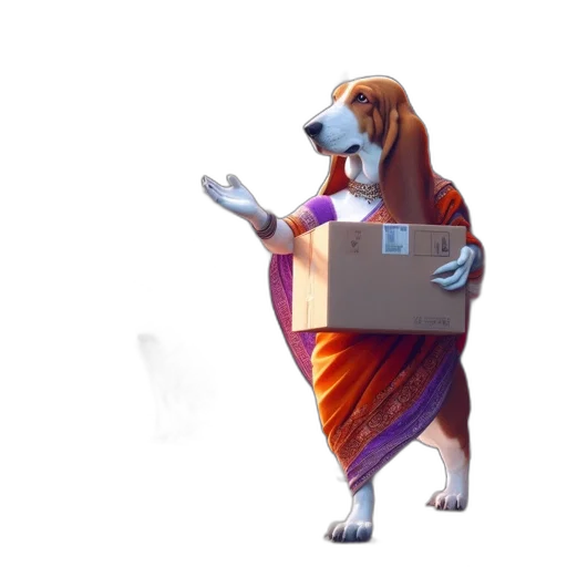 animal, creature, dress, staff, concept art, 3d render, vaporwave, anthropomorphic transparent PNG cut-out