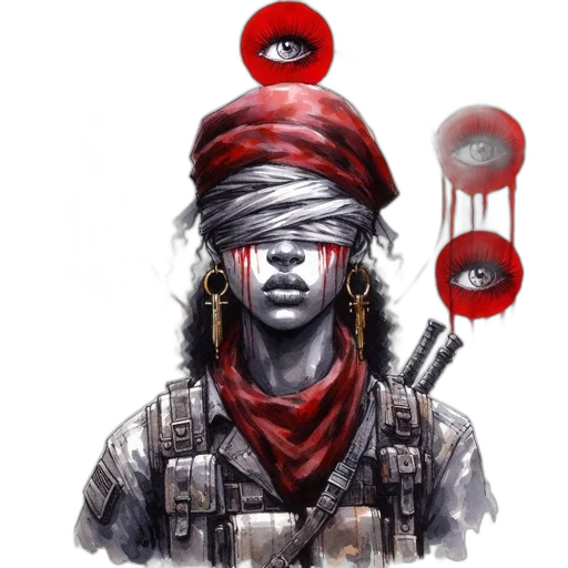 weapon, hat, face, concept art, comic book art, pixel art, fantasy art, red transparent PNG cut-out