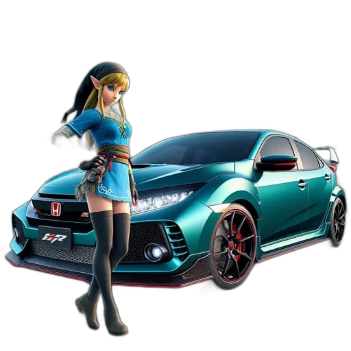 car, 3d render, concept art, anime, fantasy art, link-like, figure, stands transparent PNG cut-out