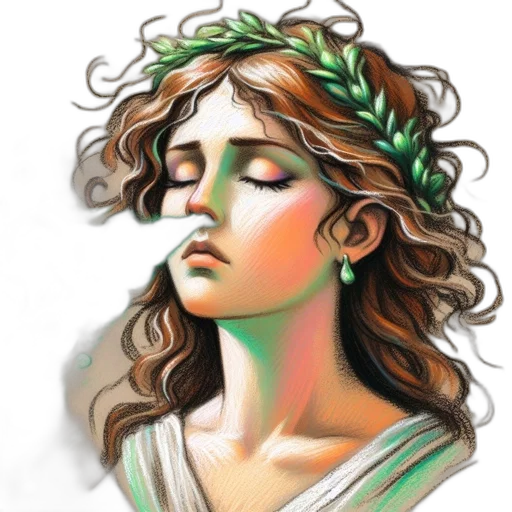crown, face, photorealistic, watercolor, oil painting, fantasy art, green, pastel transparent PNG cut-out