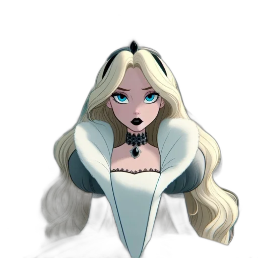dress, face, crown, staff, concept art, fantasy art, cartoon, comic book art transparent PNG cut-out