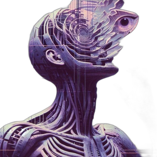robot, face, mask, creature, cyberpunk, concept art, vaporwave, 3d render transparent PNG cut-out