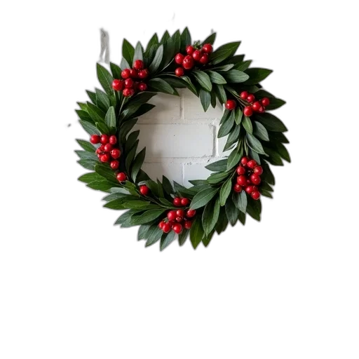 crown, festive, holiday, wreath, adorned, red, berries, green transparent PNG cut-out