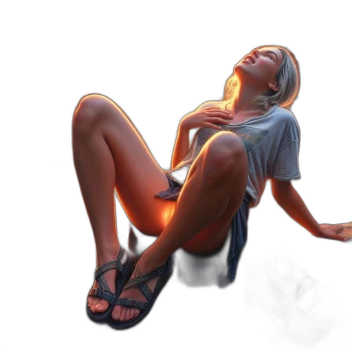 concept art, 3d render, photorealistic, fantasy art, fire, neon lights, fog, young transparent PNG cut-out
