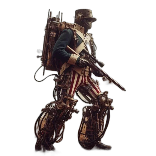 weapon, robot, staff, concept art, cyberpunk, fantasy art, pixel art, soldier transparent PNG cut-out