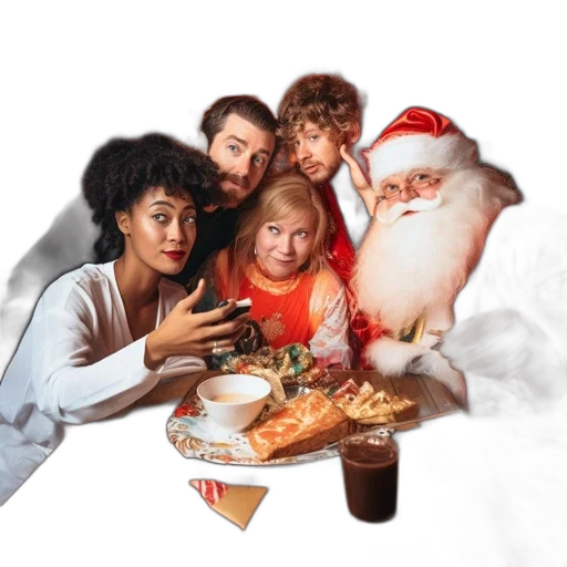 food, festive, indoor, scene, features, group, five, people transparent PNG cut-out