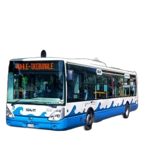 3d render, photorealistic, concept art, blue, white, bus, destination, tribunale transparent PNG cut-out