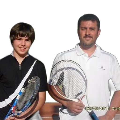 photorealistic, 3d render, two, men, holding, tennis, rackets, court transparent PNG cut-out