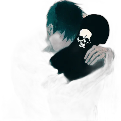 mask, jacket, face, photorealistic, concept art, watercolor, pixel art, dark transparent PNG cut-out