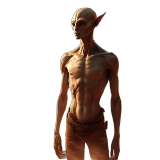 creature, staff, face, concept art, fantasy art, 3d render, photorealistic, elongated transparent PNG cut-out