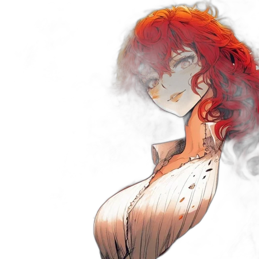 dress, comic book art, concept art, watercolor, fantasy art, fire, red, animated transparent PNG cut-out