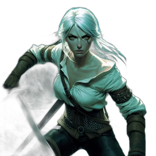 sword, fantasy art, comic book art, concept art, pixel art, green, blue, dark transparent PNG cut-out