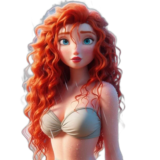 3d render, concept art, fantasy art, photorealistic, underwater, animated, woman, red transparent PNG cut-out