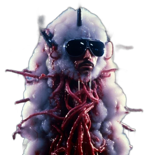 creature, hair, animal, jacket, cyberpunk, concept art, 3d render, photorealistic transparent PNG cut-out