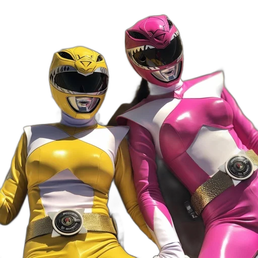 mask, 3d render, concept art, two, power, rangers, shark-themed, costumes transparent PNG cut-out