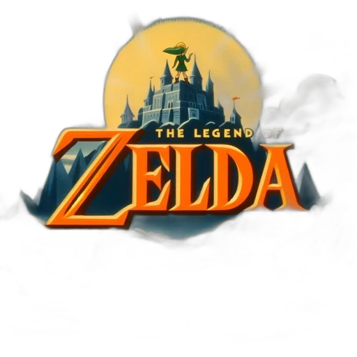 concept art, 3d render, pixel art, fantasy art, vintage, legend, zelda, title transparent PNG cut-out