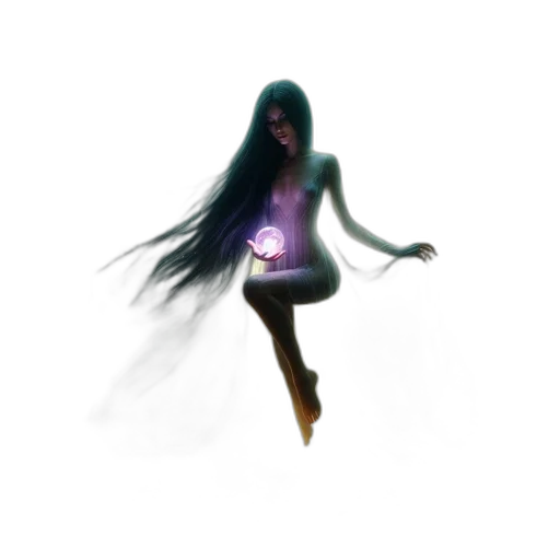 dress, creature, staff, hair, concept art, fantasy art, 3d render, pixel art transparent PNG cut-out