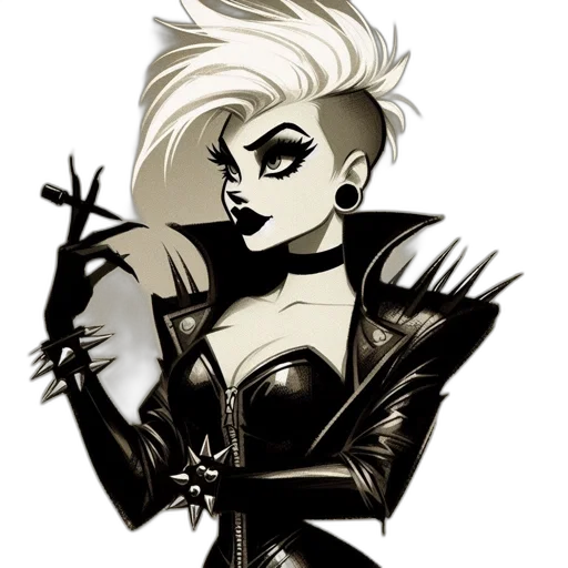jacket, cartoon, comic book art, concept art, cyberpunk, neon lights, dark, monochrome transparent PNG cut-out