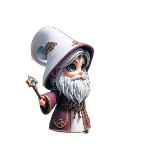 robot, staff, 3d render, concept art, fantasy art, wizard, casts, spell transparent PNG cut-out
