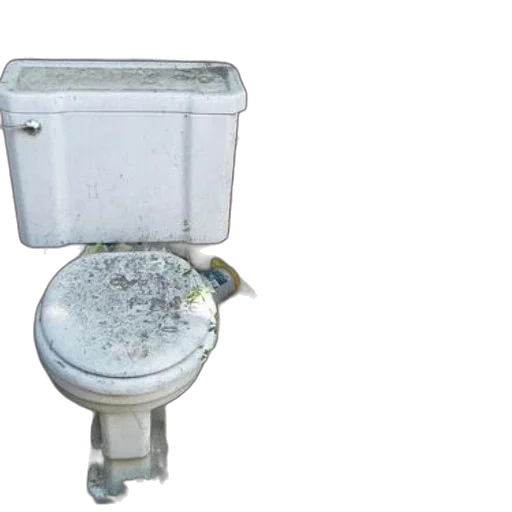 3d render, two, dirty, white, toilets, sit, outside, garden transparent PNG cut-out