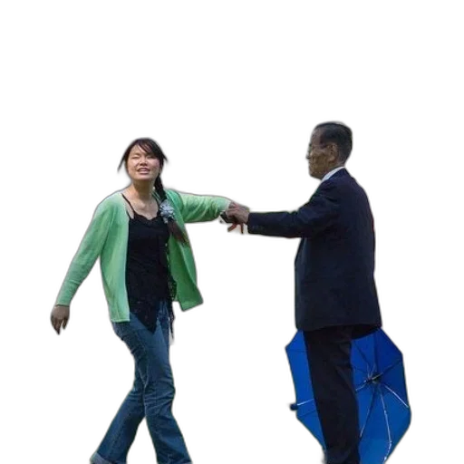 staff, umbrella, jacket, jewelry, 3d render, man, woman, standing transparent PNG cut-out