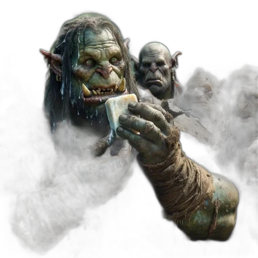 creature, face, mask, concept art, fantasy art, photorealistic, 3d render, fog transparent PNG cut-out