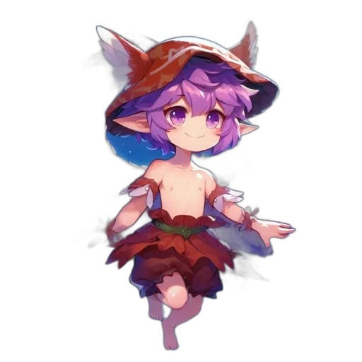 hat, staff, creature, dress, fantasy art, pixel art, anime, watercolor transparent PNG cut-out