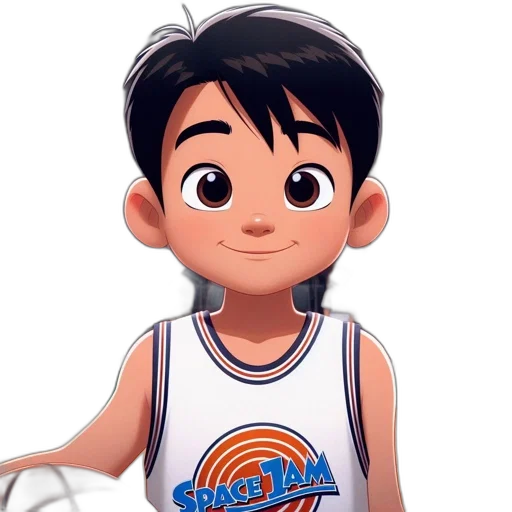 cartoon, 3d render, concept art, anime, young, boy, space, jam transparent PNG cut-out