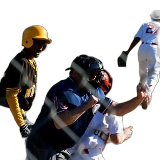 baseball, game, progress, player, wearing, yellow, helmet, another transparent PNG cut-out