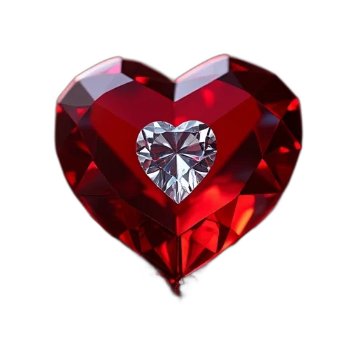 jewelry, crown, 3d render, photorealistic, close-up, red, heart-shaped, gemstone transparent PNG cut-out