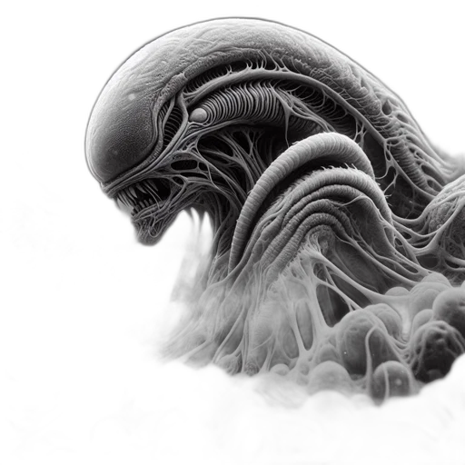 creature, hair, mask, face, concept art, photorealistic, fantasy art, comic book art transparent PNG cut-out