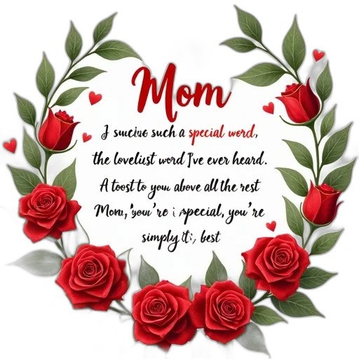 heartwarming, poem, dedicated, mother, word, mom, top, surrounded transparent PNG cut-out