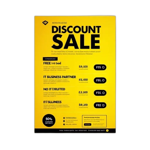 flyer, yellow, background, featuring, text, discount, sale, large transparent PNG cut-out
