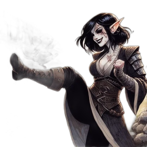 staff, fantasy art, concept art, comic book art, watercolor, dark, monochrome, female transparent PNG cut-out