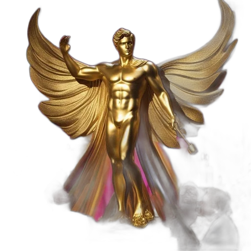 jewelry, concept art, fantasy art, 3d render, photorealistic, golden, winged, statue transparent PNG cut-out