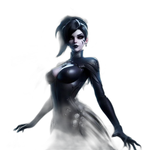 dress, concept art, fantasy art, comic book art, 3d render, dark, monochrome, blue transparent PNG cut-out