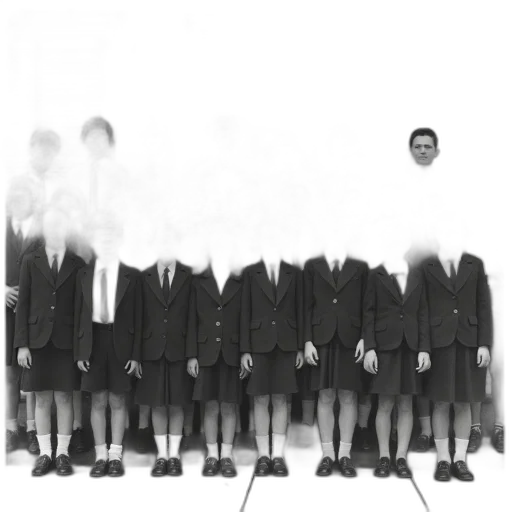 staff, mask, face, creature, black, white, photograph, group transparent PNG cut-out