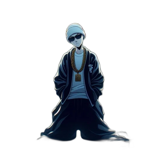 jacket, staff, mask, hat, concept art, pixel art, comic book art, cyberpunk transparent PNG cut-out
