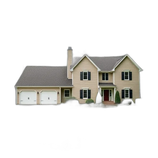 building, furniture, 3d render, photorealistic, concept art, two-story, house, beige transparent PNG cut-out