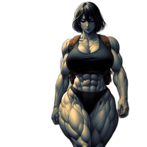 comic book art, concept art, 3d render, photorealistic, muscular, woman, stands, amidst transparent PNG cut-out