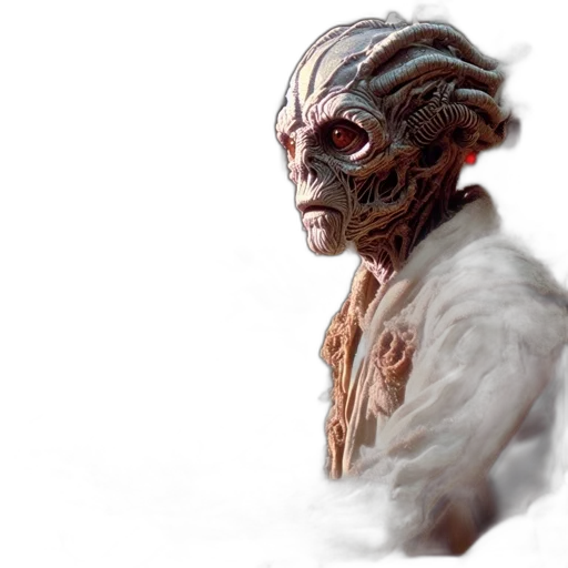 mask, creature, face, staff, concept art, 3d render, fantasy art, photorealistic transparent PNG cut-out