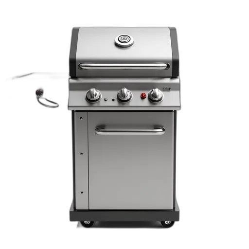 robot, sleek, modern, stainless, steel, gas, grill, flat transparent PNG cut-out