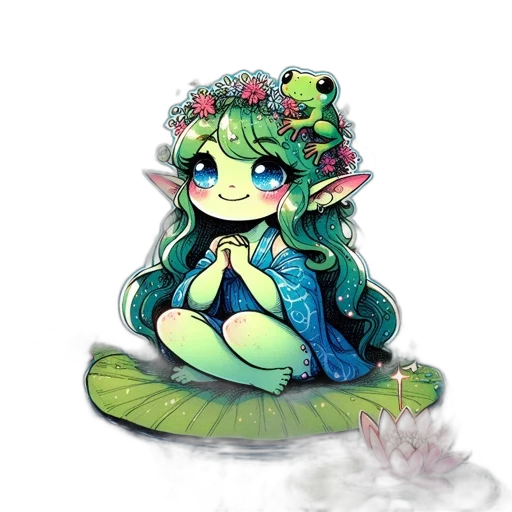 creature, flower, dragon, pixel art, fantasy art, concept art, watercolor, underwater transparent PNG cut-out