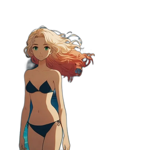 hair, dress, concept art, anime, cartoon, pixel art, underwater, beach transparent PNG cut-out