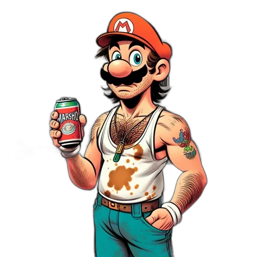 bottle, food, pixel art, concept art, cartoon, comic book art, mario, adult transparent PNG cut-out