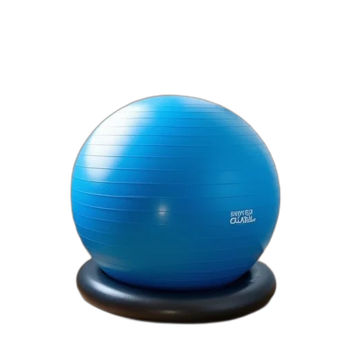 3d render, blue, exercise, ball, black, base, handlebar, placed transparent PNG cut-out